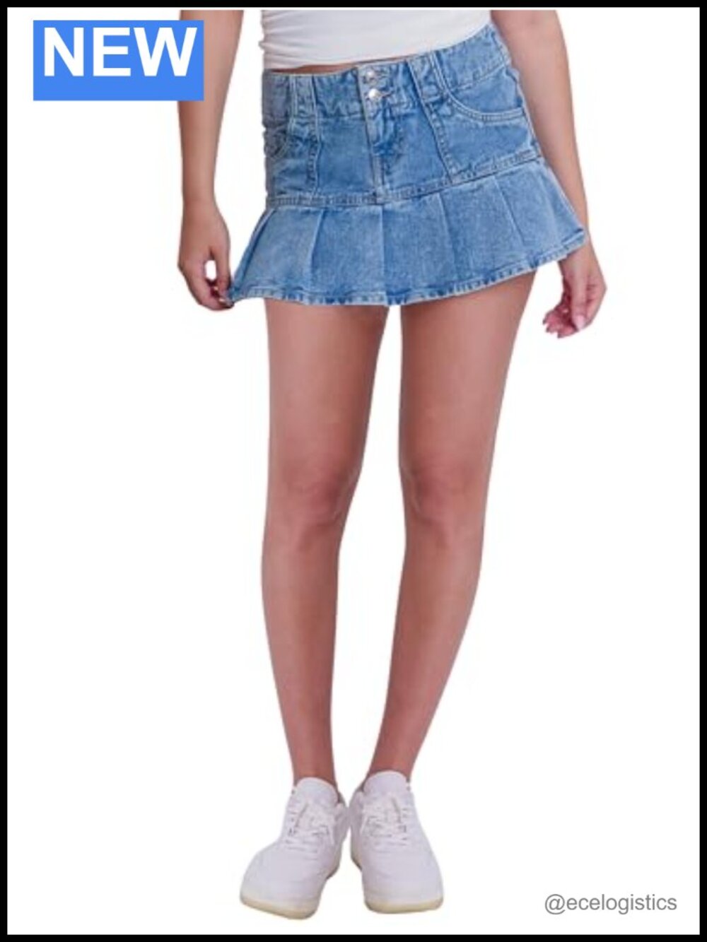 Pleated Skort with Built-in Shorts and 2-Button Closure